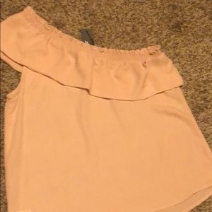 One shoulder soft pink blouse never worn